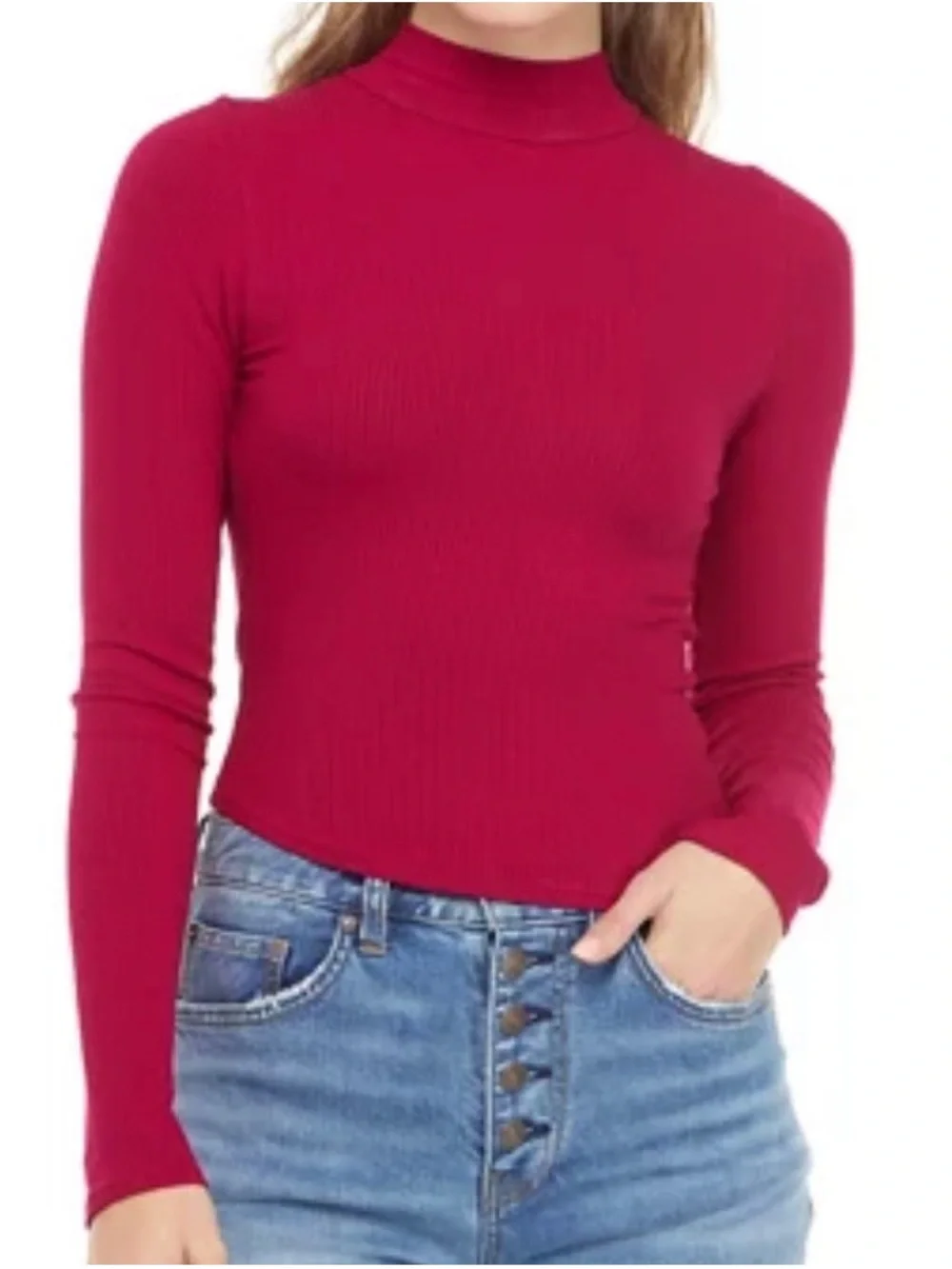 NWT Free People Edge Of Town in Night Out Fuchsia Top Medium Tie Back Open Back